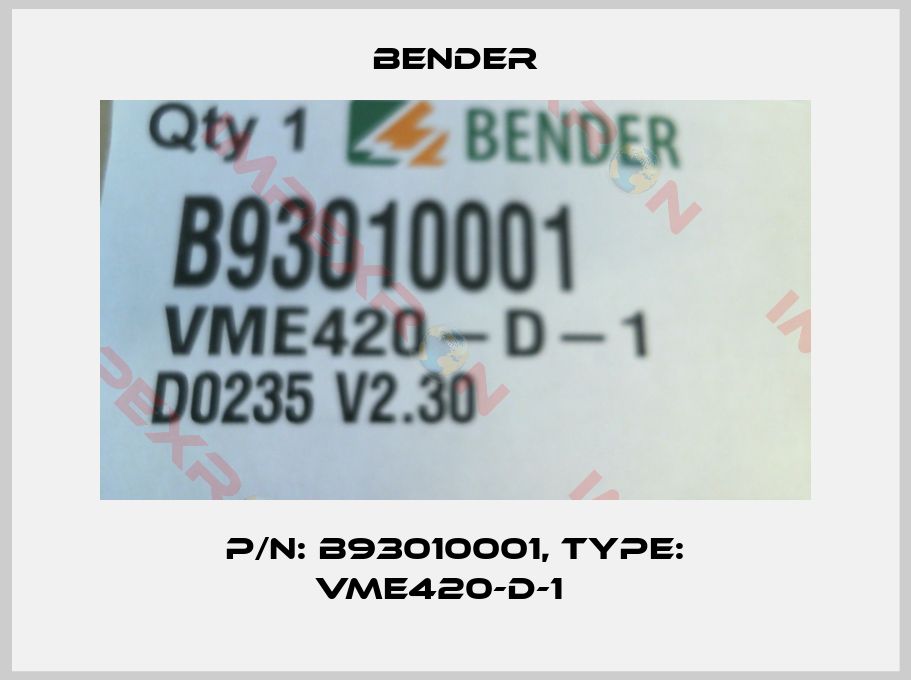 Bender-p/n: B93010001, Type: VME420-D-1   